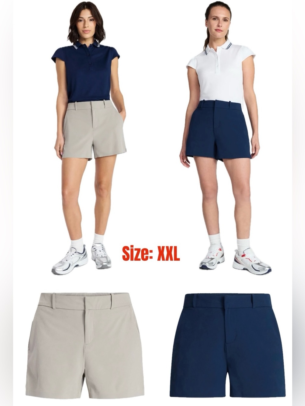 NWT Avia Women's Golf Shorts in Navy & Light Gray - set of 2